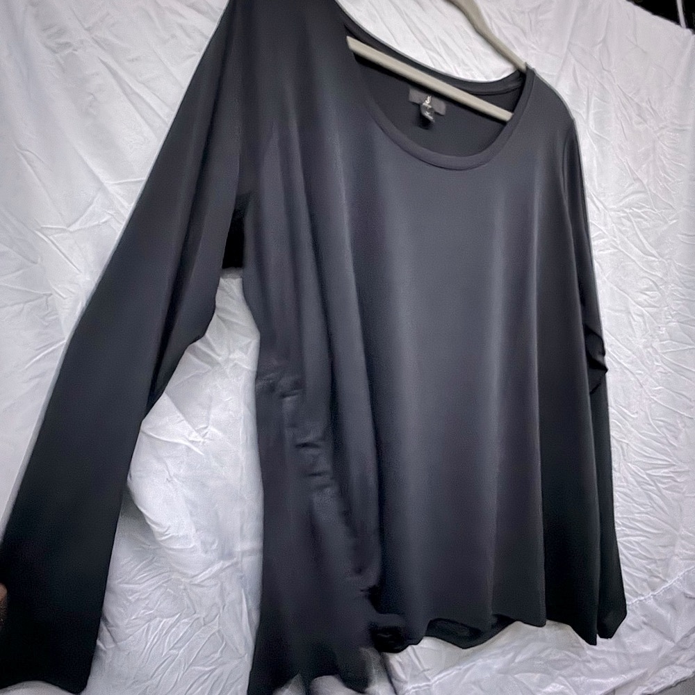 Jason Wu Black Asymmetrical Ruched Long Sleeve Tunic s 1X - Picture 3 of 7